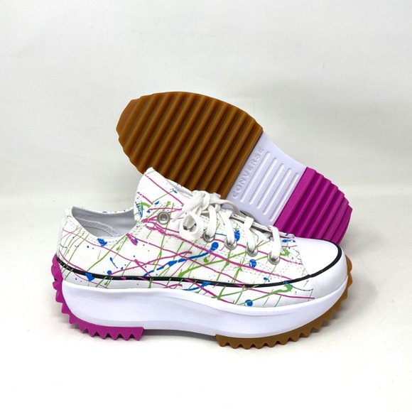 Converse Run Star Hiker OX White Magenta Platform Canvas Women's 571873C - Picture 8 of 9
